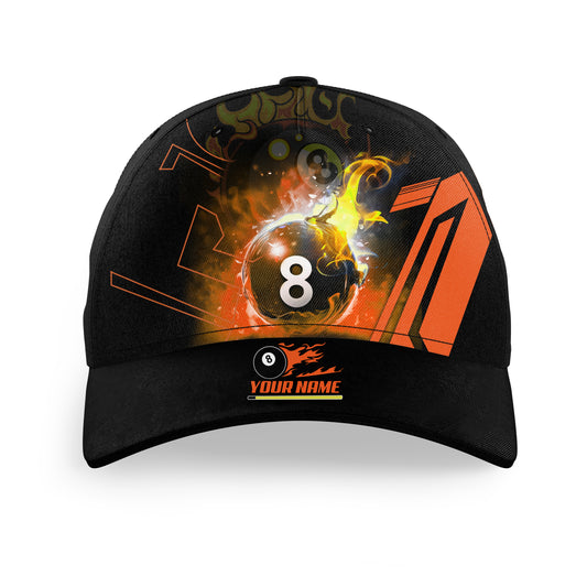 Billiard 8 Ball Flame Orange Version 3D Printed Caps For Player, Best Customized Top Hats Billiards TDM1117
