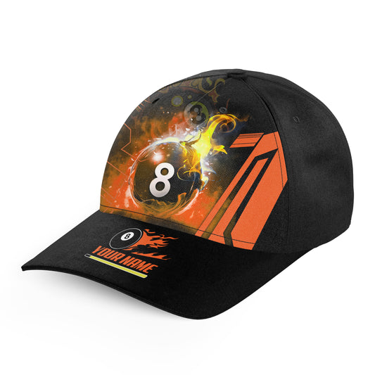 Billiard 8 Ball Flame Orange Version 3D Printed Caps For Player, Best Customized Top Hats Billiards TDM1117