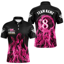 Load image into Gallery viewer, 3D Pink Flaming 8 Ball Pool Men Billiard Polo &amp; 1/4 Zip Shirt Custom Pool Player Billiard Jersey TDM3616