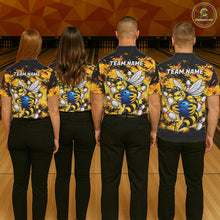 Load image into Gallery viewer, Funny Bee Custom Grunge Yellow Black Bowling Shirt For Men, Bowling Team Jersey Polo &amp; 1/4 Zip TDM6162
