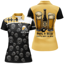 Load image into Gallery viewer, Pool &amp; Beer That's Why I'm Here Custom Women Billiard Shirts, Yellow Black Drinking Billiard Jerseys TDM2092