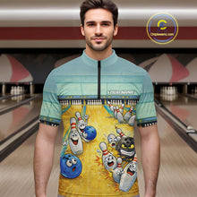 Load image into Gallery viewer, Funny Strike Bowling Polo &amp; Quarter Zip For Men Custom Bowling Team Jersey, Bowling Outfit TDM6168