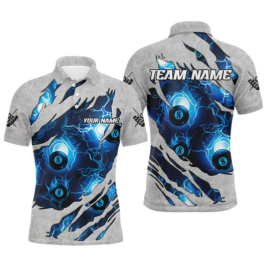Personalized Blue 8 Ball Pool Pattern Custom Thunder Lightning Billiard Ball 8 Jerseys For Men TDM1899