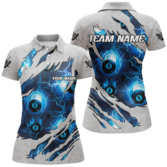 Personalized Blue 8 Ball Pool Pattern Custom Thunder Lightning Billiard Ball 8 Jerseys For Women TDM1899