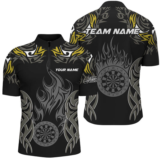 Personalized Darts Tournament Jersey For Men Custom Dartboard Fire Flame Darts Team Shirts | Yellow TDM2332