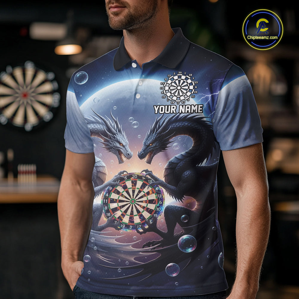 Personalized Dragon Darts Shirt For Men Custom Dragon Darts League Team Jersey Polo & 1/4 Zip TDM4876