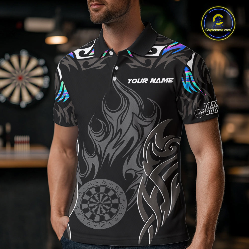 Personalized Darts Tournament Jersey For Men Custom Dartboard Fire Flame Darts Shirts |Holographic TDM5567