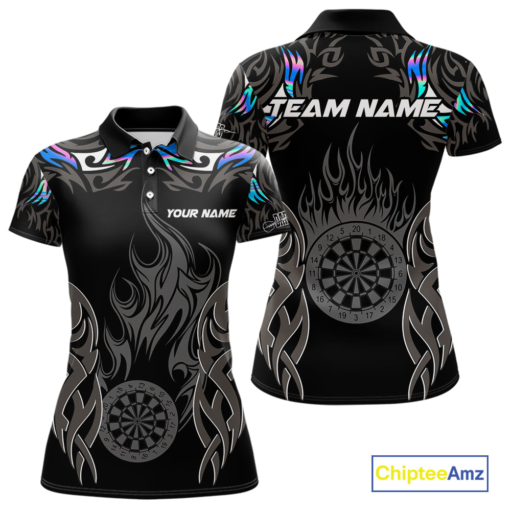 Personalized Darts Tournament Jersey For Women Custom Dartboard Fire Flame Darts Shirts |Holographic TDM5567