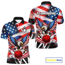 Load image into Gallery viewer, Custom American Flag Eagle Bowling Jersey For Men, Patriotic Bowling Team Shirt Polo &amp; 1/4 Zip TDM6183