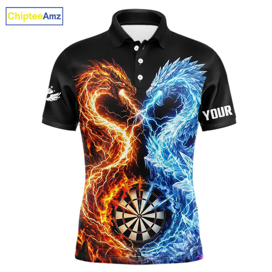 Personalized Fire And Icy Dragon Darts Shirt For Men, Lightning Darts Jersey Polo & 1/4 Zip TDM6184