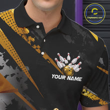 Load image into Gallery viewer, Bowling-themed polo shirt with a graphic and 'Your Name' text.
