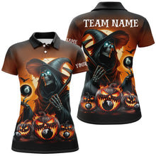 Load image into Gallery viewer, Grim Reaper &amp; Pumpkin With 8 Ball Pool Billiard Jerseys For Women, Funny Halloween Billiard Shirts TDM2377