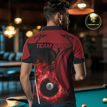 Load image into Gallery viewer, Personalized Red 8 Ball Fire Flame Billiard Shirt For Men, Pool Team Jersey Polo &amp; 1/4 Zip TDM5976