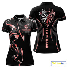 Load image into Gallery viewer, Black And Red Dartboard Crown Dart Shirts For Women Custom Dart Jersey Team Polo &amp; Quarter Zip TDM4091
