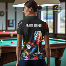 Load image into Gallery viewer, Personalized Colorful Splash 8 Ball Billiard Shirts For Women, Funny Wine Glass Custom Pool Jerseys TDM4100