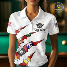 Load image into Gallery viewer, Personalized Scratch 8 Ball Billiard Shirt For Women Custom Pool Jersey, Billiard Team Shirt |Red TDM5989