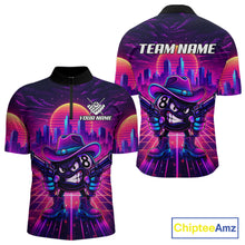Load image into Gallery viewer, Custom Retro Funny Neon 8 Ball Pool Billiard Shirt For Men, Billiard Team Jersey Polo &amp; 1/4 Zip TDM6219