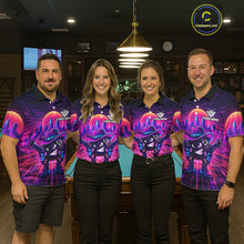 Load image into Gallery viewer, Custom Retro Funny Neon 8 Ball Pool Billiard Shirt For Men, Billiard Team Jersey Polo &amp; 1/4 Zip TDM6219