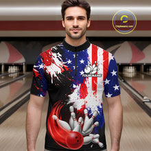 Load image into Gallery viewer, Custom Grunge American Flag Bowling Shirt For Men, Patriotic Bowling Jersey Team Polo &amp; 1/4 Zip TDM6227