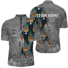 Load image into Gallery viewer, Custom Ball 8 Grey Grunge Billiard Shirts For Men Best Custom Team Name Billiard Jerseys |Blue TDM1561