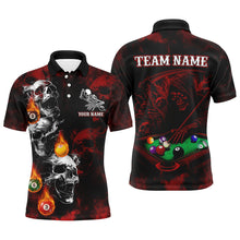 Load image into Gallery viewer, Personalized Red Smoke Skull Billiard Shirts For Men Custom Grim Reaper Billiard Jerseys TDM3364