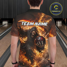Load image into Gallery viewer, Orange Grim Reaper Fire Smoke Bowling Jersey For Men Custom Bowling Team Shirt Polo &amp; 1/4 Zip TDM6233