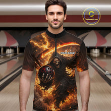 Load image into Gallery viewer, Orange Grim Reaper Fire Smoke Bowling Jersey For Men Custom Bowling Team Shirt Polo &amp; 1/4 Zip TDM6233