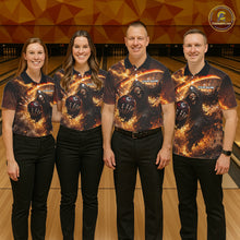 Load image into Gallery viewer, Orange Grim Reaper Fire Smoke Bowling Jersey For Men Custom Bowling Team Shirt Polo &amp; 1/4 Zip TDM6233