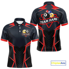Load image into Gallery viewer, Billiard Jerseys For Men Custom Polo &amp; 1/4 Zip Billiard Team Shirt, 8 Ball &amp; 9 Ball Pool Shirt|Red TDM3830