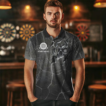 Load image into Gallery viewer, Personalized Skull Black Grunge Darts Polo And Quarter-Zip Shirts For Men Custom Darts Team Jerseys TDM2430