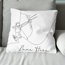 Load image into Gallery viewer, Customized Archery Player Line Drawing White Pillow, Archery Pillow Gift TDM0871