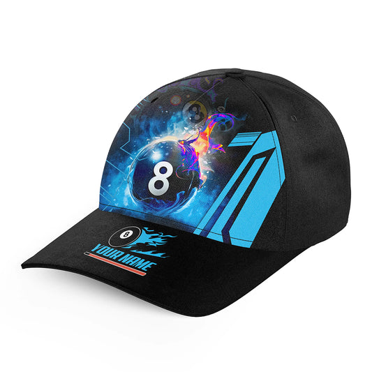 Billiard 8 Ball Flame Blue Version Custom Top Hats Billiard, 3D Printed Baseball Billiards Caps For Player TDM1043
