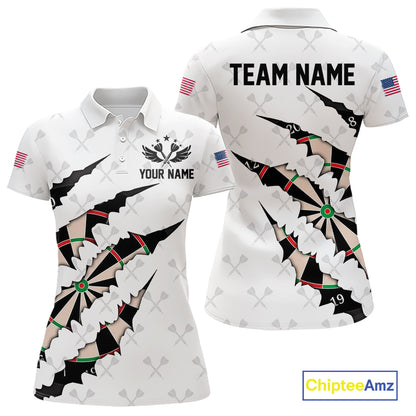 Personalized Scratch Darts Shirt For Women Custom Darts Jersey Team Polo & Quarter Zip |White TDM5867