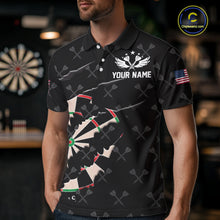 Load image into Gallery viewer, Personalized Scratch Darts Shirt For Men Custom Darts Jersey Team Polo &amp; Quarter Zip |Black TDM5868