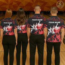 Load image into Gallery viewer, Red Flaming Bowling Jersey For Women Custom Fire Bowling Pin Team Jersey Polo &amp; Quarter Zip Shirts TDM6268
