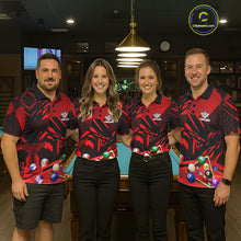 Load image into Gallery viewer, Red 8 Ball Billiard Shirt For Women Custom Billiard Tournament Pool Team Jersey Polo &amp; 1/4 Zip TDM6025