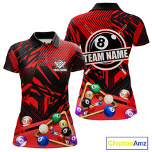 Load image into Gallery viewer, Red 8 Ball Billiard Shirt For Women Custom Billiard Tournament Pool Team Jersey Polo &amp; 1/4 Zip TDM6025