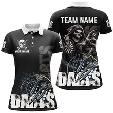 Load image into Gallery viewer, Custom Black White Grim Reaper Grunge Dart Shirts For Women,  Dart Team Jerseys Uniform TDM2952