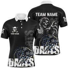 Load image into Gallery viewer, Custom Black White Grim Reaper Grunge Dart Shirts For Men,  Dart Team Jerseys Uniform TDM2952