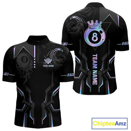 Customized 8 Ball Pool Crown Men's Billiard Shirts, Holographic Billiard Team Shirts, Pool Jerseys TDM5400