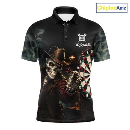 Funny Skeleton Smoke Darts Shirts For Men Custom Darts Team Jersey, Personalized Darts Gift TDM7177