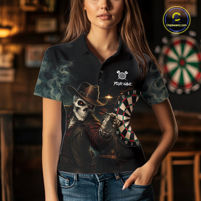 Funny Skeleton Smoke Darts Shirts For Women Custom Darts Team Jersey, Personalized Darts Gift TDM7177