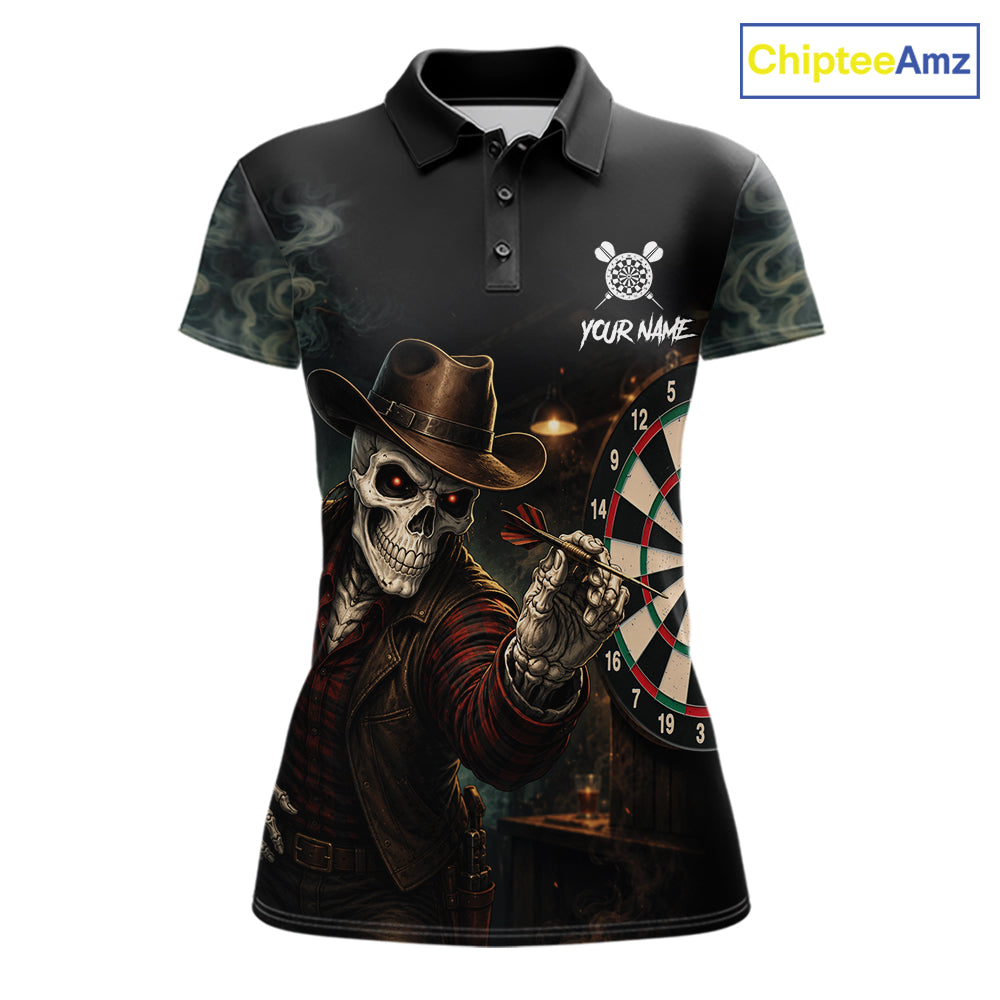 Funny Skeleton Smoke Darts Shirts For Women Custom Darts Team Jersey, Personalized Darts Gift TDM7177