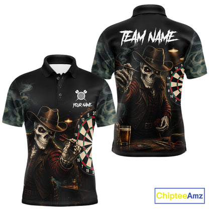 Funny Skeleton Smoke Darts Shirts For Men Custom Darts Team Jersey, Personalized Darts Gift TDM7177