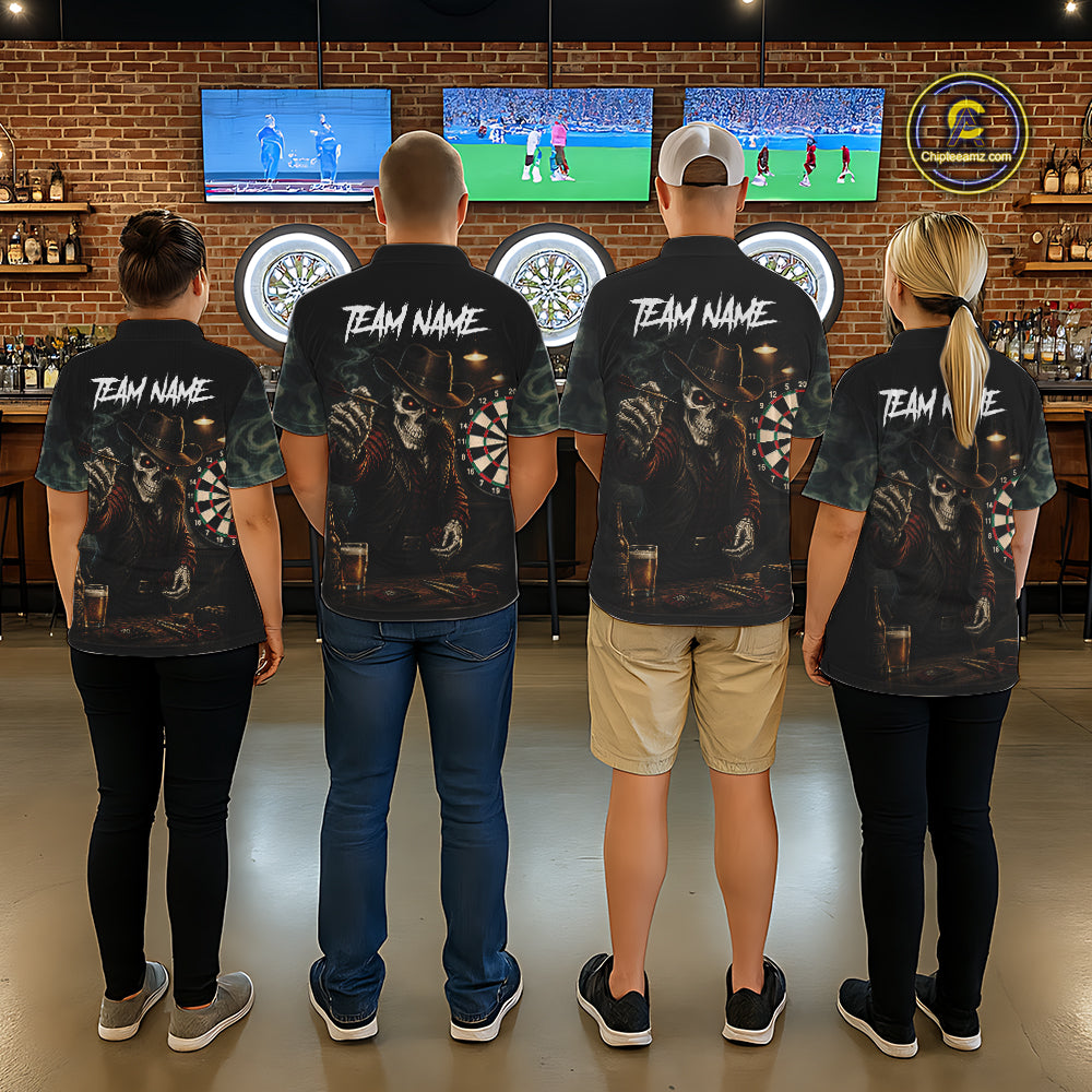 Funny Skeleton Smoke Darts Shirts For Men Custom Darts Team Jersey, Personalized Darts Gift TDM7177
