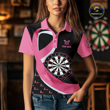 Personalized Breast Cancer Awareness Darts Shirts For Women Custom Pink Ribbon Darts Team Jersey TDM7182
