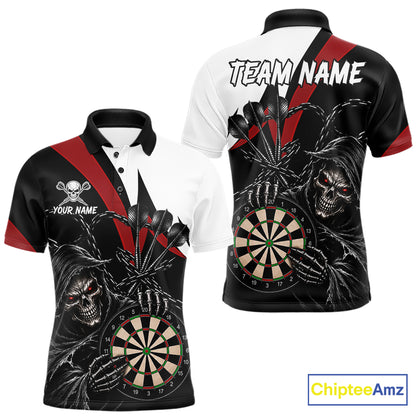 Personalized Grim Reaper Chain Darts Shirts For Men Custom Skull Darts League Team Jersey | Red TDM7183