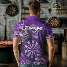 Load image into Gallery viewer, Purple Funny Skull Lightning Darts Shirt For Men Custom Darts Team Jersey Polo &amp; Quarter Zip TDM4979