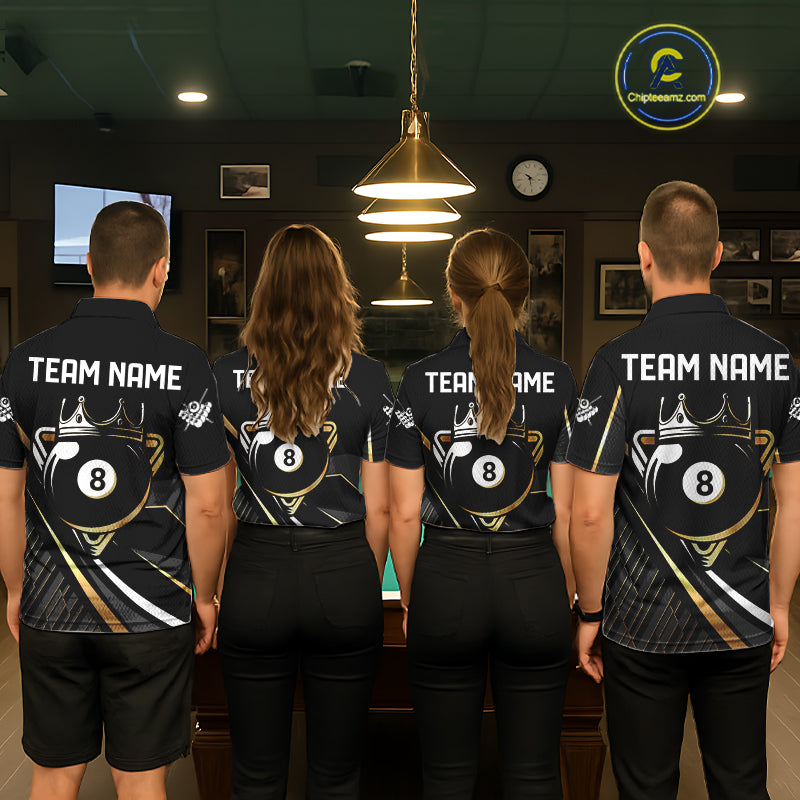 Personalized Golden 8 Ball Pool Crown Billiard Shirt For Women, Billiard Team Jersey Polo & 1/4 Zip TDM5904