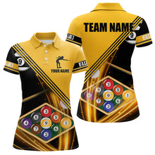 Load image into Gallery viewer, Personalized Yellow Black 9 Ball Pool Billiard Shirt For Women, Billiard Team Jersey Polo &amp; 1/4 Zip TDM5906